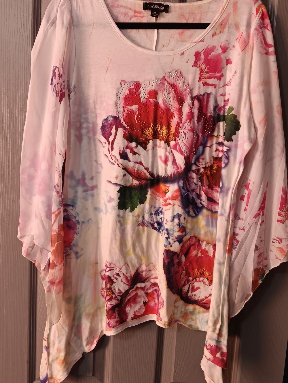 Floral Embellished White Tunic Top by Cat & Jack